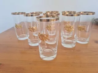 Myslivost, 9x sklenice s liškou, long dring, výška 13,5cm, cena za vše