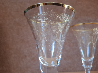 Sklenice na víno, krásně zdobené zlacením, 2ks, cena za vše, Bohemia Czechoslovakia